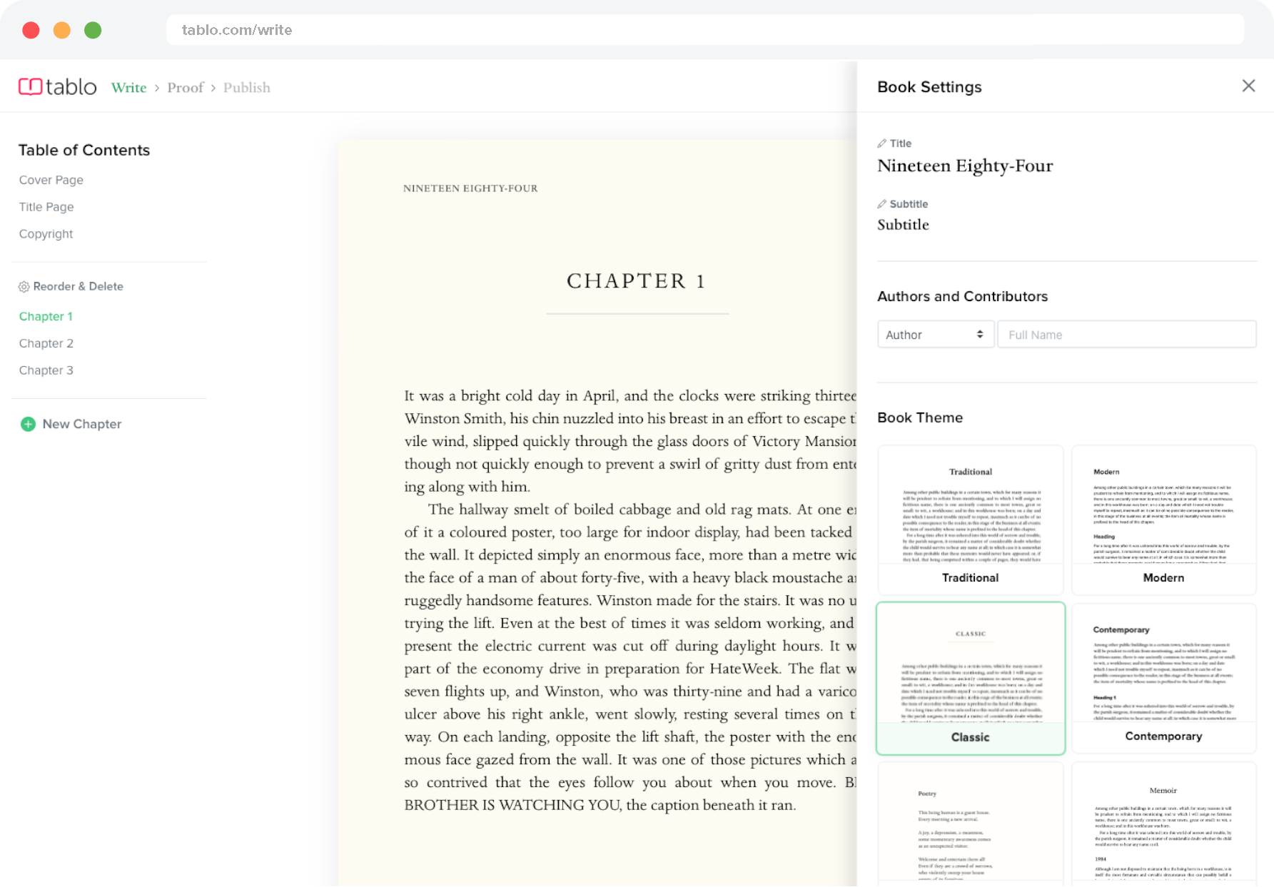 Tablo writer browser new
